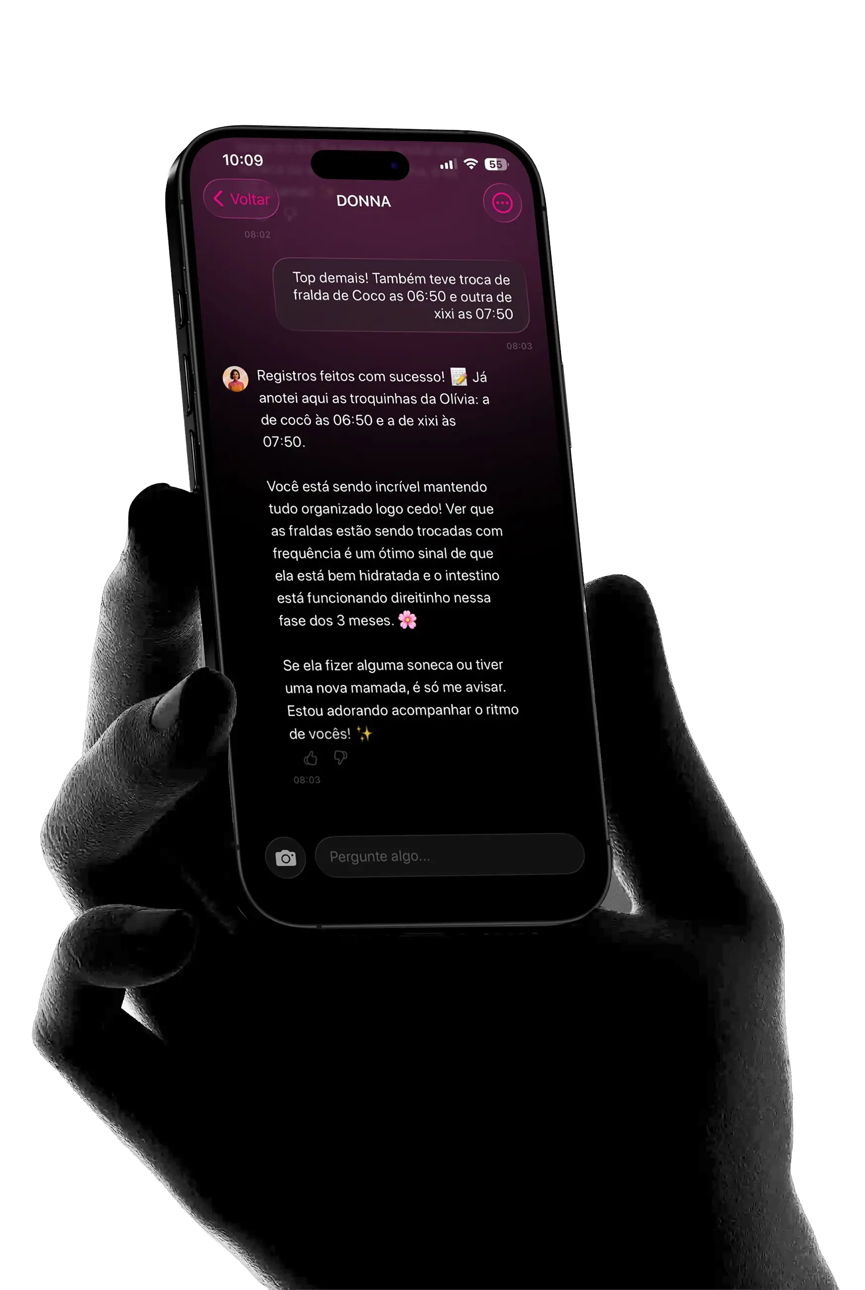 DonnaAI rodando em iPhone
