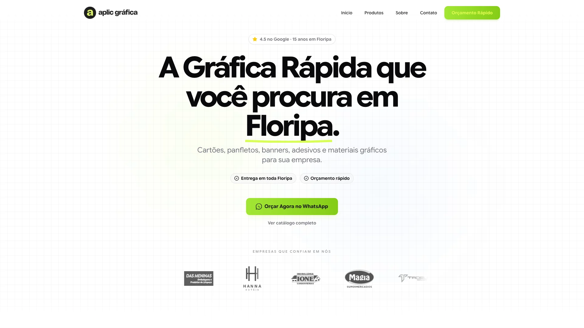 Página inicial do site da Aplic Gráfica