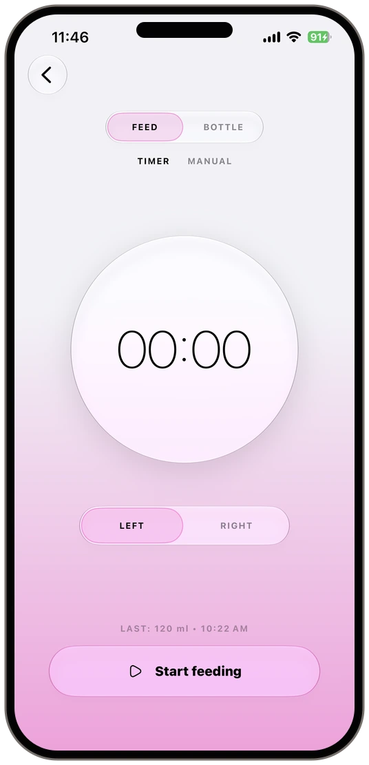 Timer de amamentação da DonnaAI no bezel original