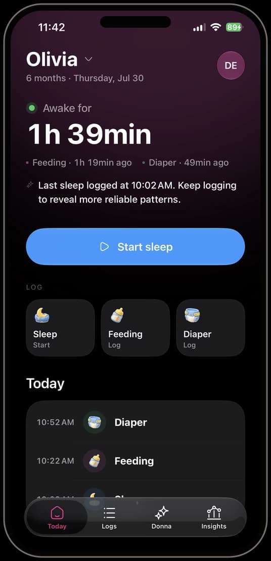 Tela inicial da DonnaAI em dark mode
