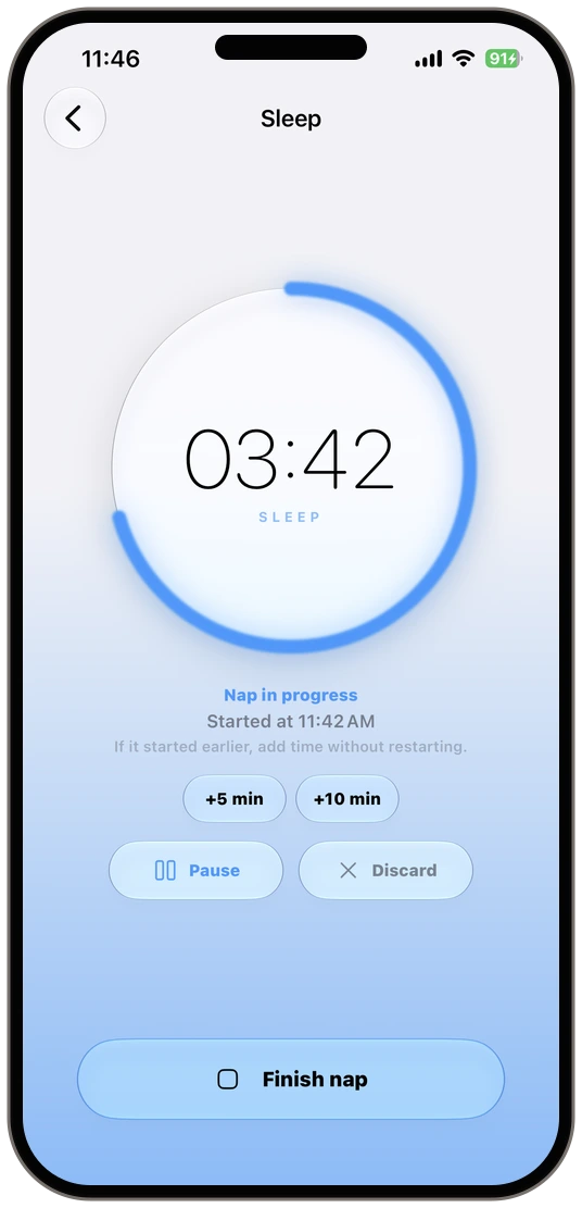 Timer de sono da DonnaAI no bezel original