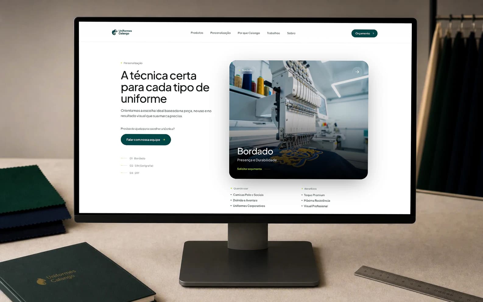 Processo da Uniformes Calango apresentado no website