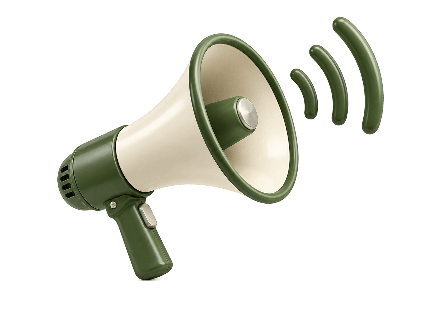 Um megafone verde e branco, representando a divulgação de um pequeno negócio